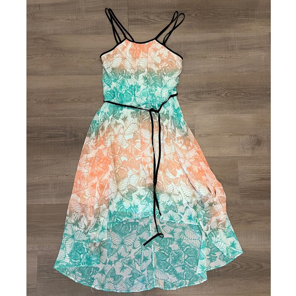 Dreamy Butterfly Tie-dye Belted Hi-lo Dress